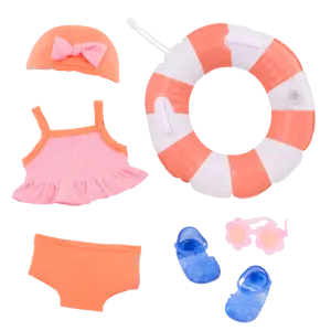 Our Generation Floaty Fun Bathing Suit with Floaty Deluxe Outfit