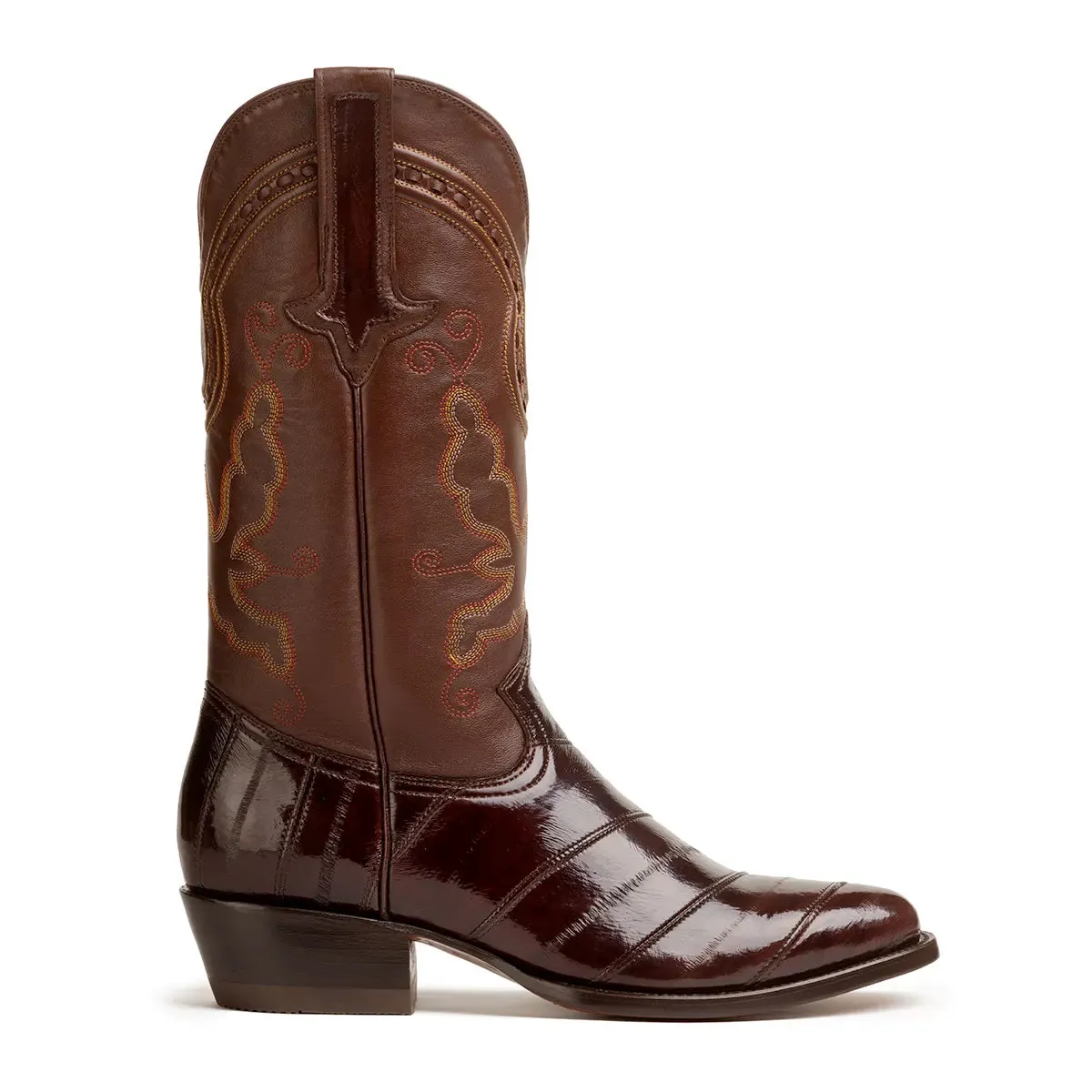 Patricio Eel Skin Classic Western Boots -Brown
