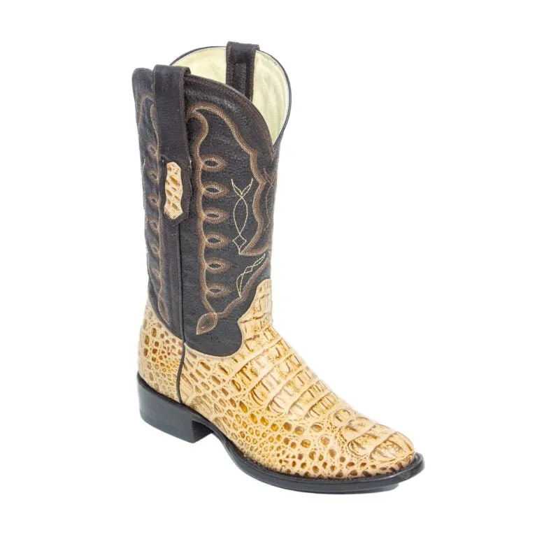 REPARO TX Men’s Caiman Hornback Print Orix Western Boots Whit Brown Top