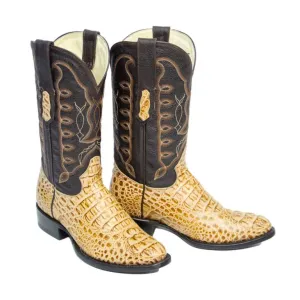REPARO TX Men’s Caiman Hornback Print Orix Western Boots Whit Brown Top