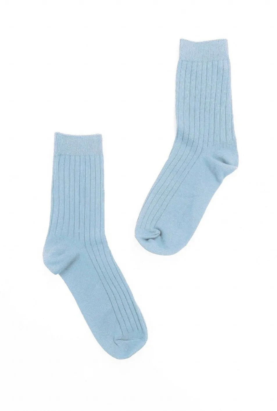 RIBBED CREW SOCKS - BABY BLUE