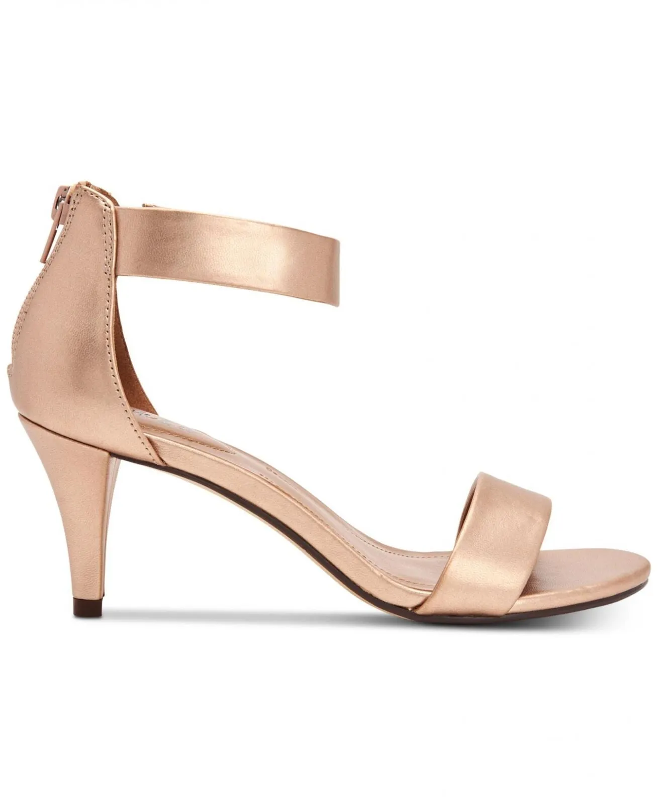 Style & Co. Womens Paycee Faux Leather Dress Sandals Rose Gold Shine 6M