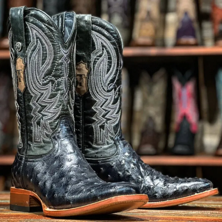 TANNER MARK MEN’S Ostrich Black Print Western Boots