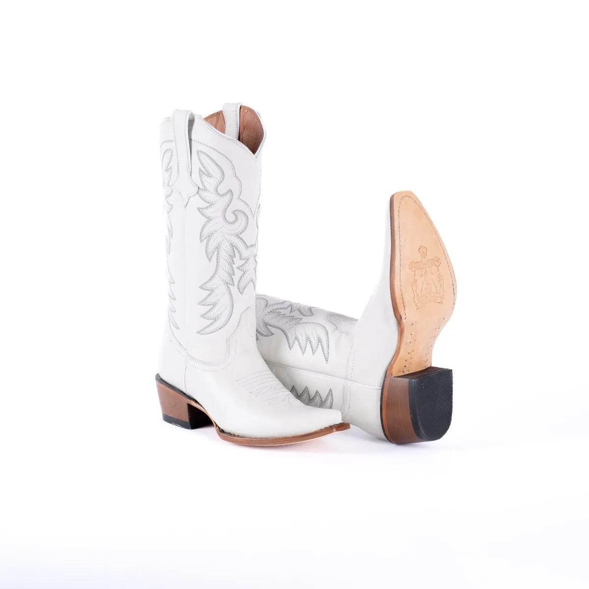TANNER MARK WOMEN’S Classic White Calf Cowgirl Boots Snip toe