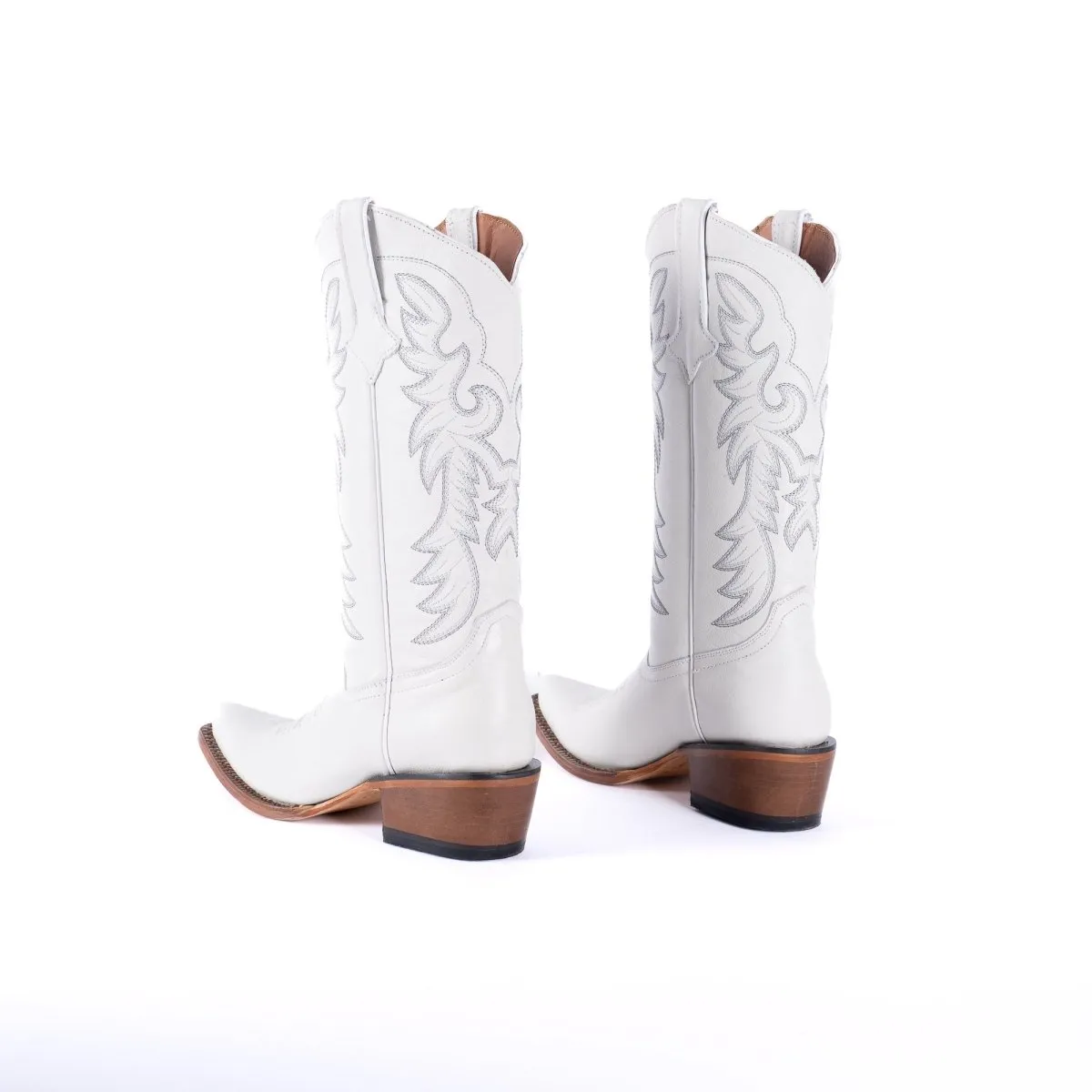 TANNER MARK WOMEN’S Classic White Calf Cowgirl Boots Snip toe