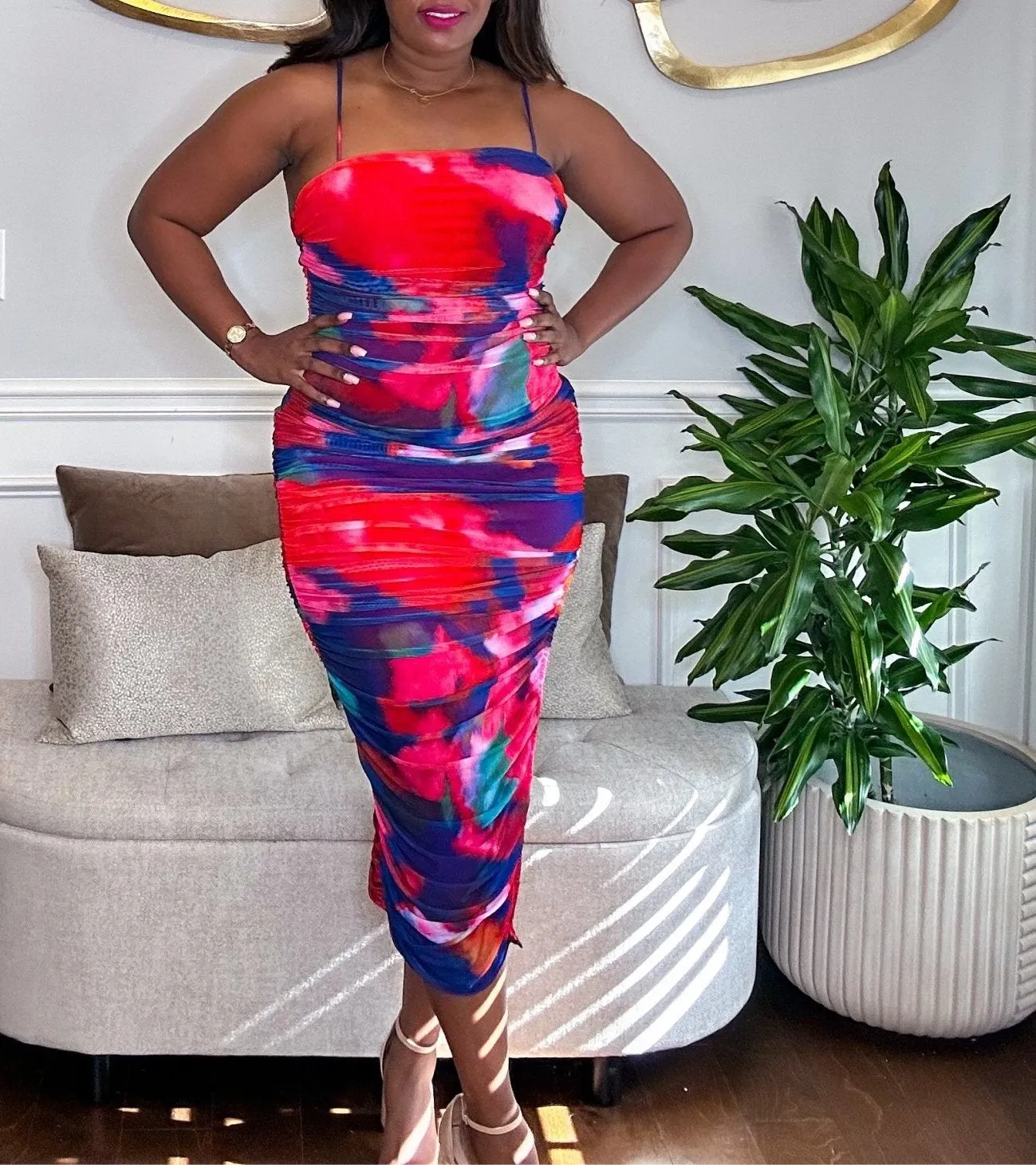 Teyana Multi-Color Ruched Dress