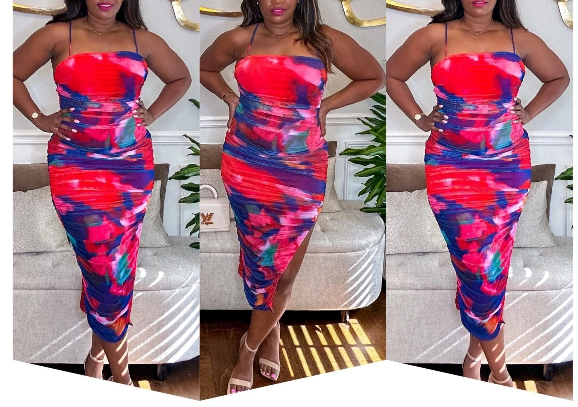 Teyana Multi-Color Ruched Dress