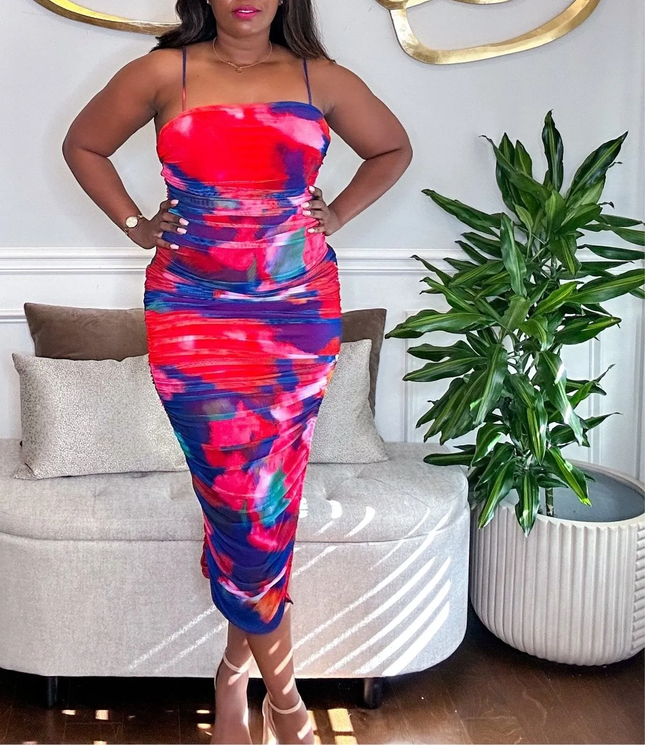 Teyana Multi-Color Ruched Dress