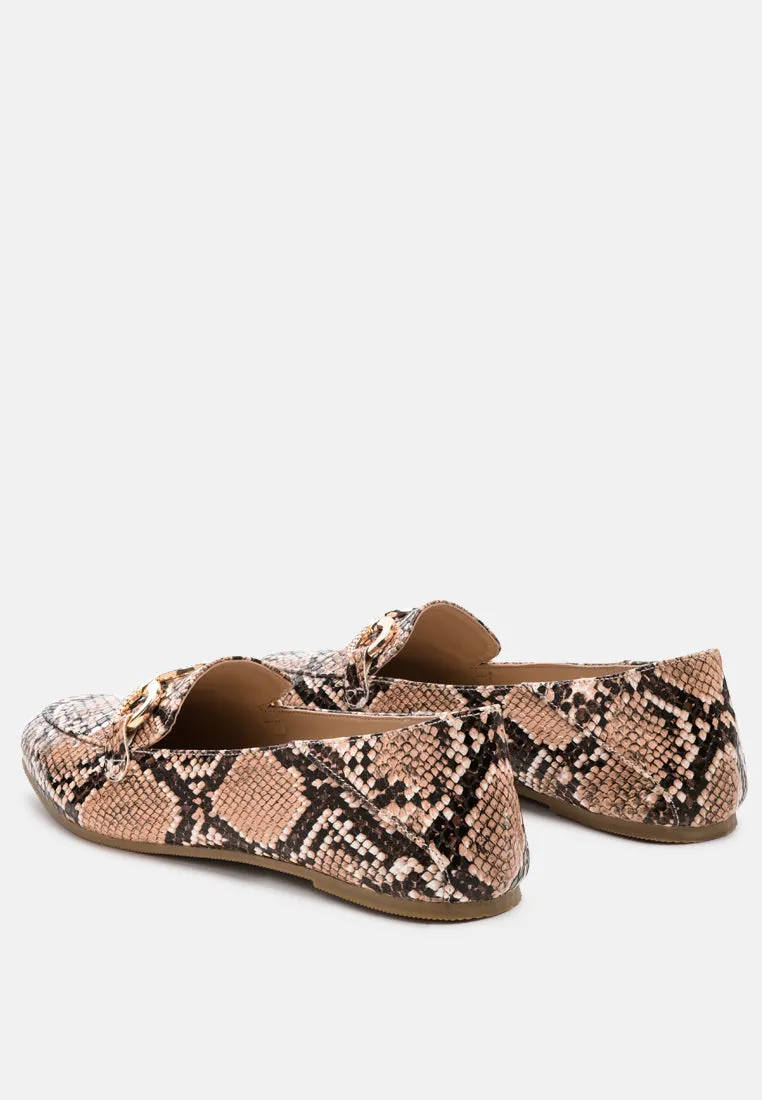 Wibele Croc Textured Metal Show Detail Loafers By Ruw