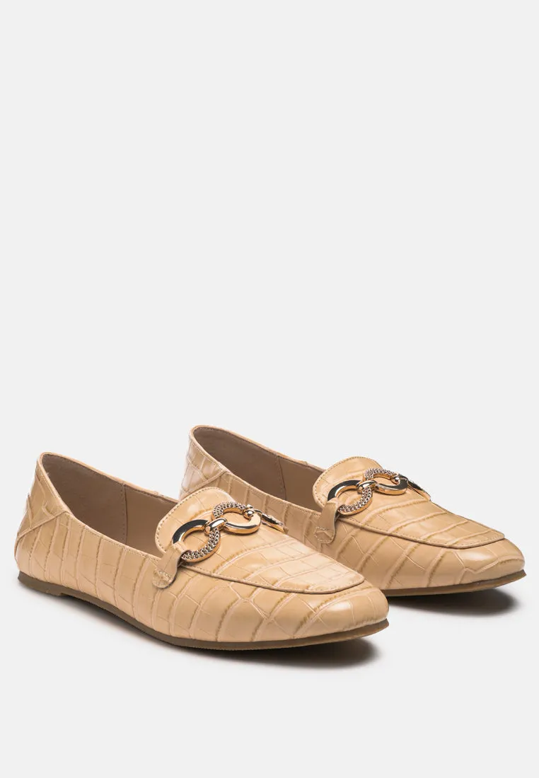 Wibele Croc Textured Metal Show Detail Loafers By Ruw