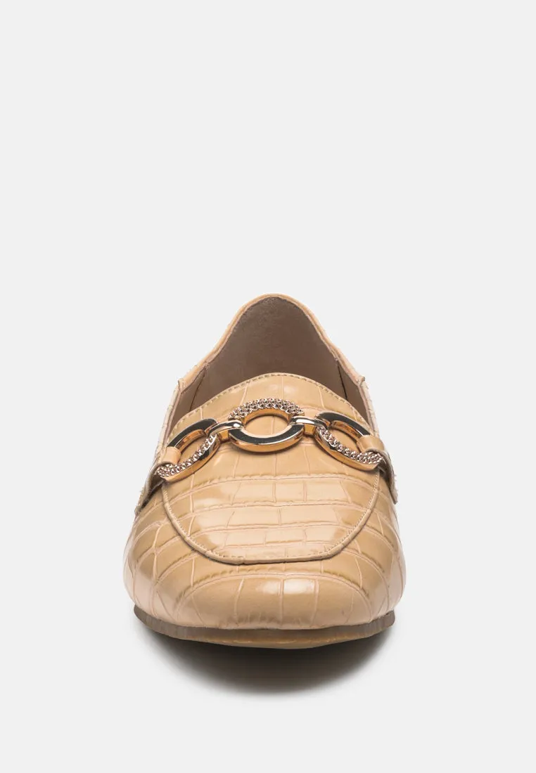 Wibele Croc Textured Metal Show Detail Loafers By Ruw