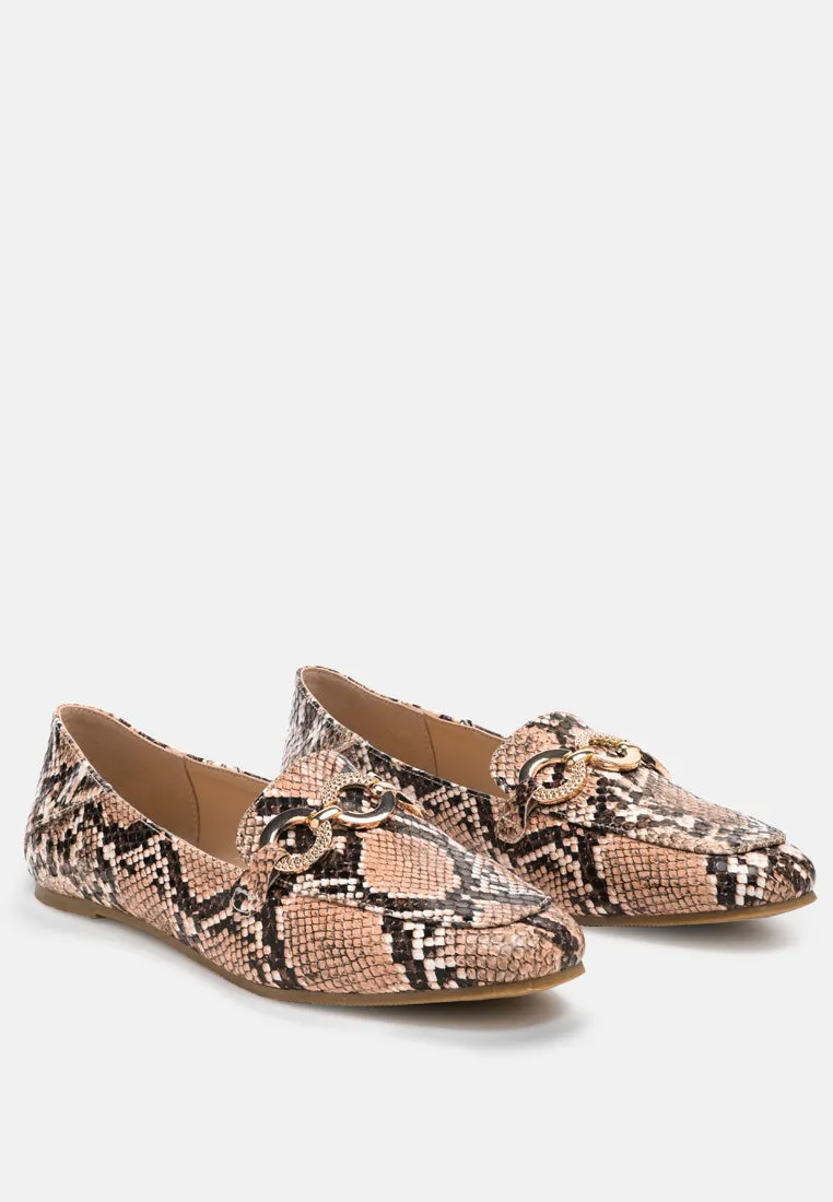 Wibele Croc Textured Metal Show Detail Loafers By Ruw