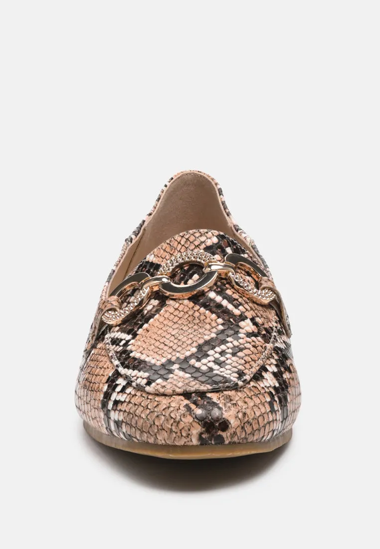 Wibele Croc Textured Metal Show Detail Loafers By Ruw