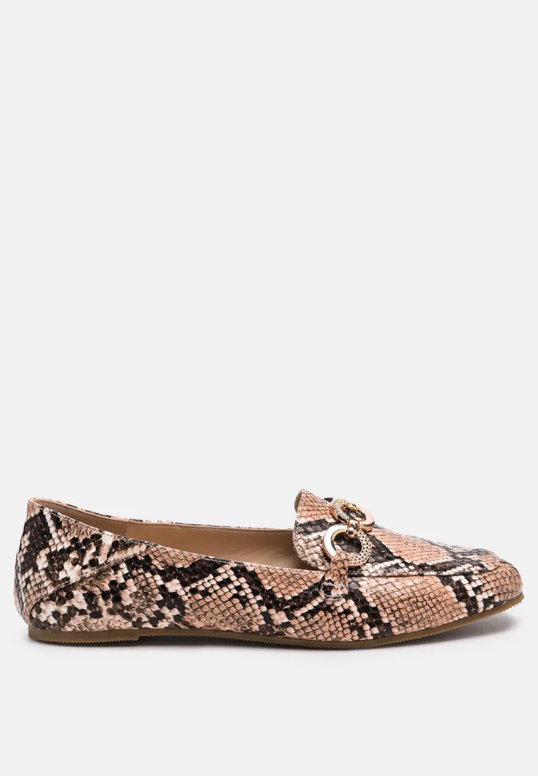 Wibele Croc Textured Metal Show Detail Loafers By Ruw