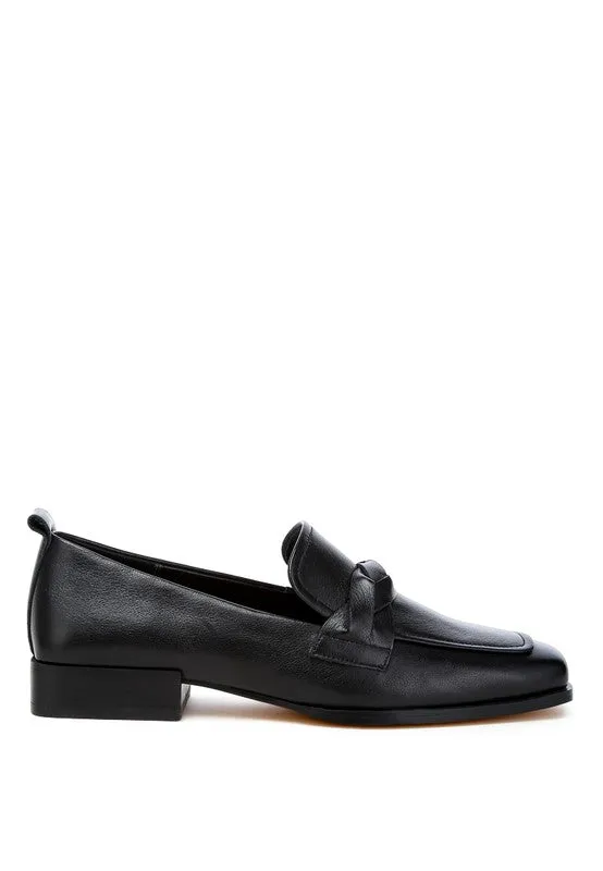 Wynter Leather Braided Loafers - Genuine Leather, Square Toe
