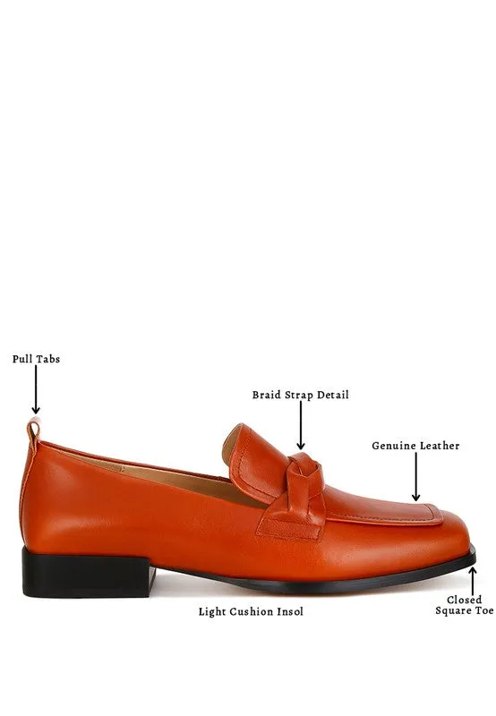 Wynter Leather Braided Loafers - Genuine Leather, Square Toe
