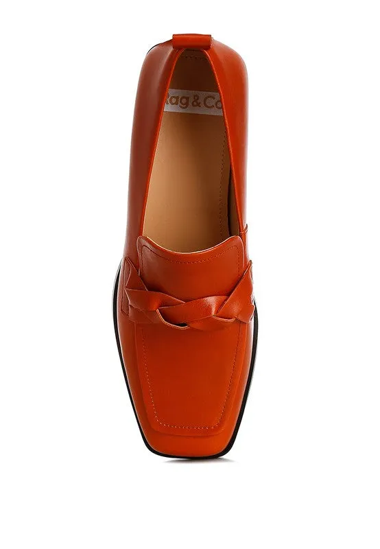 Wynter Leather Braided Loafers - Genuine Leather, Square Toe