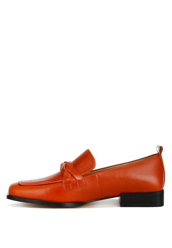 Wynter Leather Braided Loafers - Genuine Leather, Square Toe
