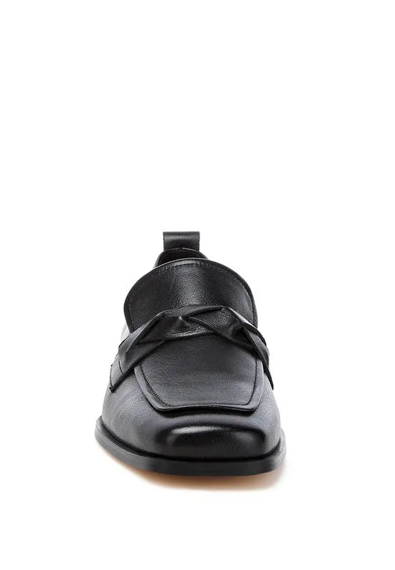 Wynter Leather Braided Loafers - Genuine Leather, Square Toe