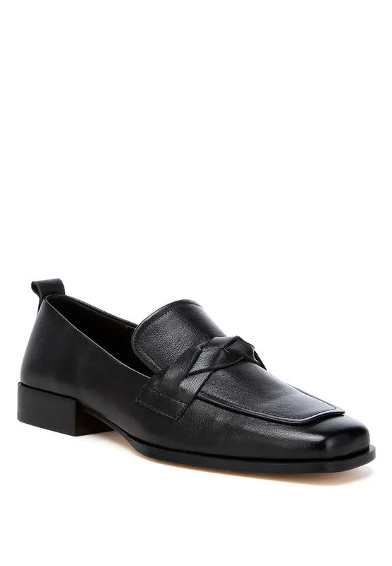 Wynter Leather Braided Loafers - Genuine Leather, Square Toe