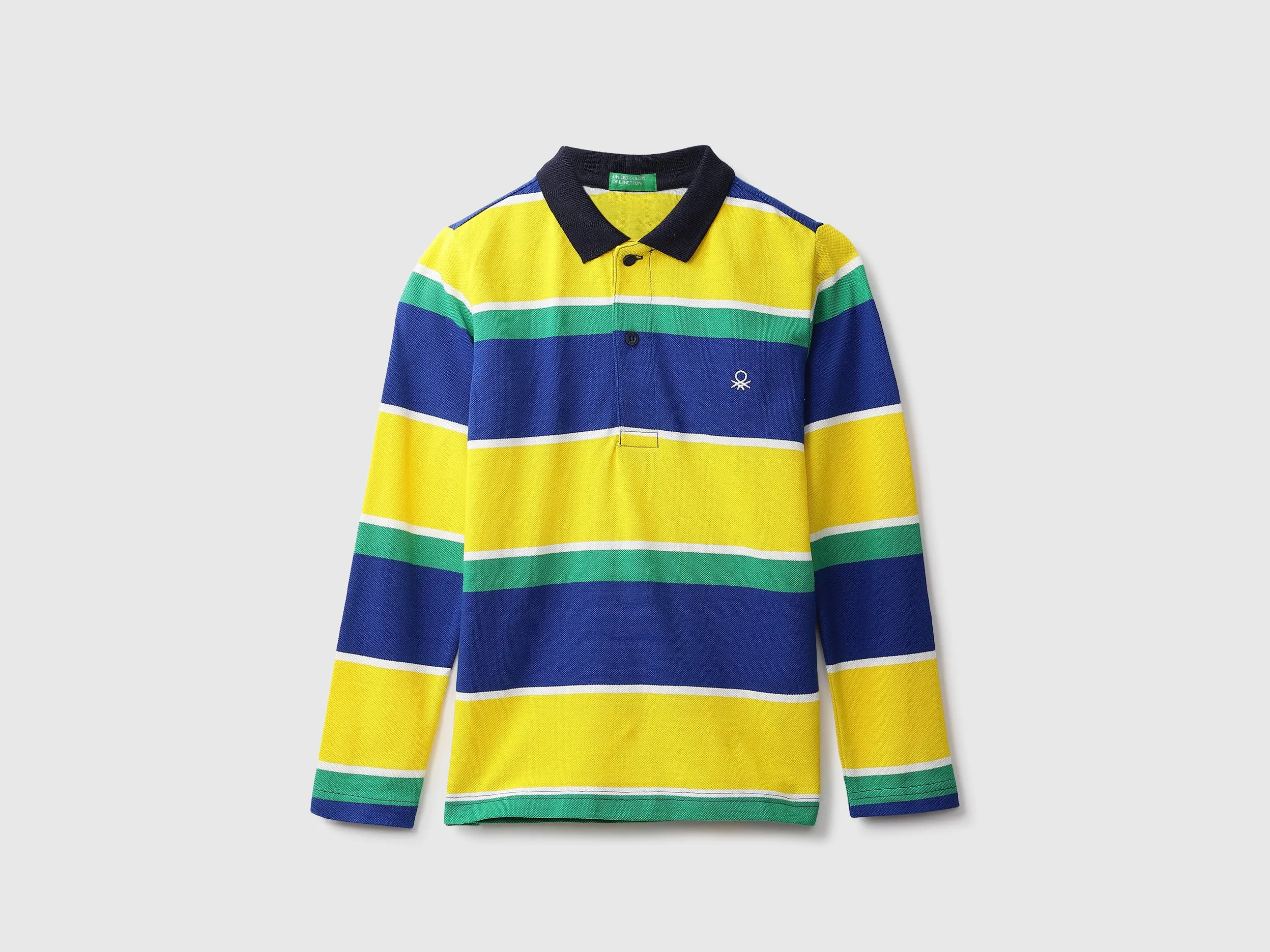 Yellow And Green Striped Polo T-Shirt