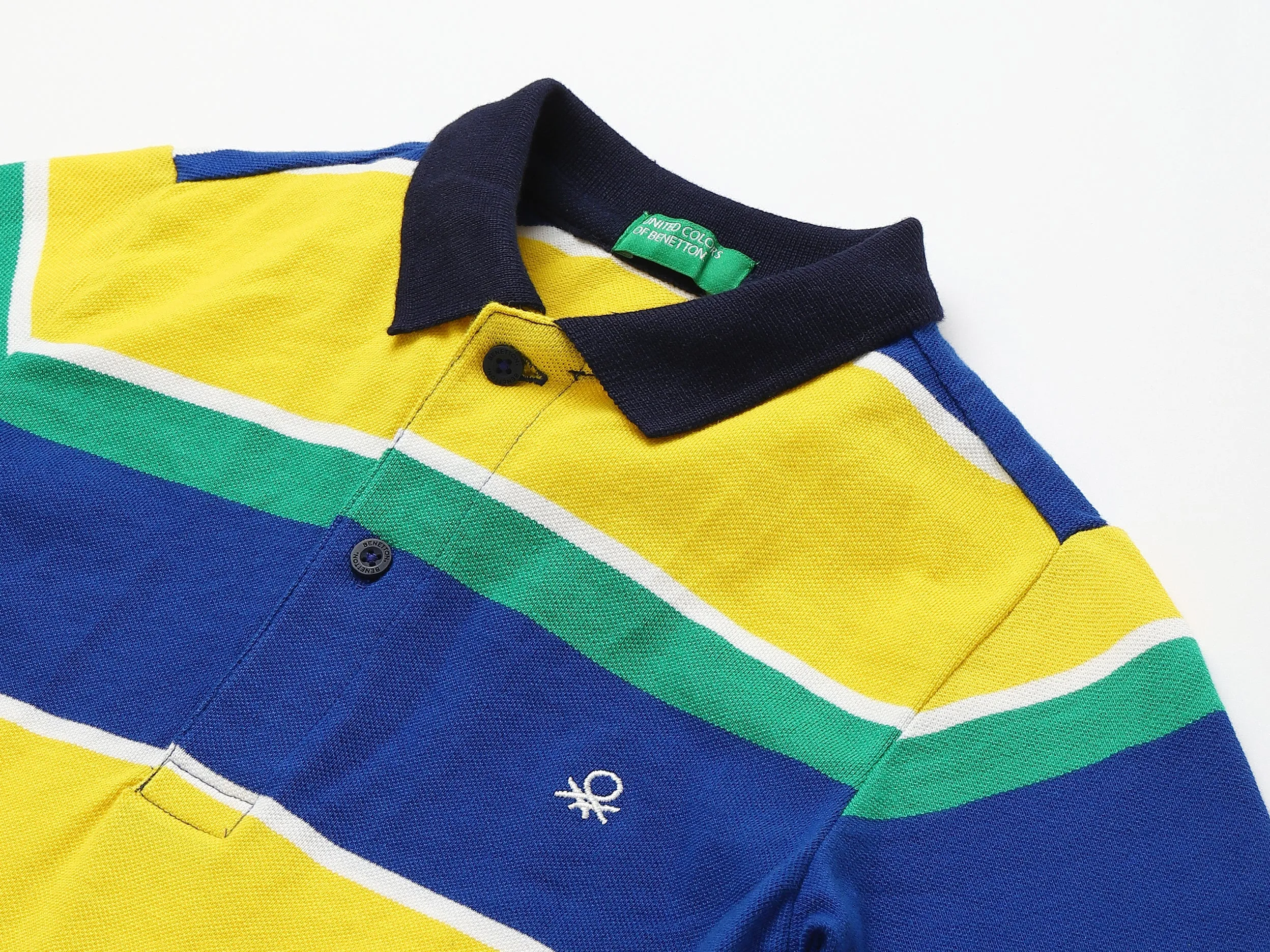 Yellow And Green Striped Polo T-Shirt